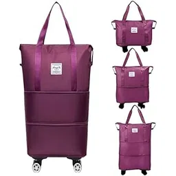 substori Travel Duffle Bag with Wheels- Foldable, Expandable, Extendable Trolley with 4 Detachable 360° Wheel, Waterproof Luggage for Men & Women, Convertible Carry-On with Strap & Carry Option (Wine)-picture-37