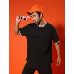 SUBTRACT Black Regular Fit Cotton Oversized Crew T-Shirt-picture-42