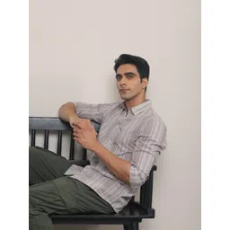 SUBTRACT Men Spread Collar Vertical Striped Cotton Casual Shirt-picture-13