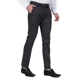 SUCHEH Men's Solid Formal Regular Fit Wrinkle Free Cotton Coin Trousers-picture-53