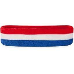 Suddora Striped Sweatband/Headband - Terry Cloth Athletic Basketball Head Sweat Bands (Red White Blue)-picture-37