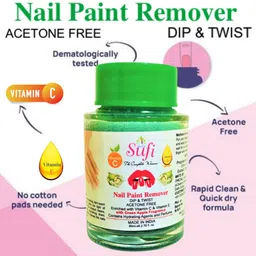 sufi the complete woman PREMIUM QUALITY Dip & Twist Instant Nail Paint Remover with GREEN APPLE: - Acetone Free, Enriched with Vitamin C or Vitamin E.-picture-24