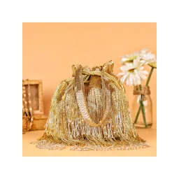 sugarcrush Antique Gold Lustrous Silver Potli Bag-picture-20