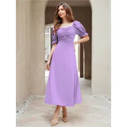 Sugathari Puff Sleeve A-Line Midi Dress-picture-29