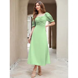Sugathari Puff Sleeve A-Line Midi Dress-picture-18