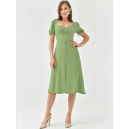 Sugathari Puff Sleeve A-Line Midi Dress-picture-37