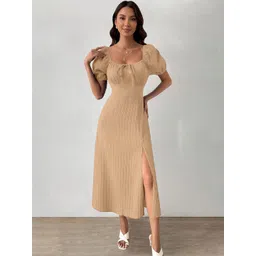 Sugathari Puff Sleeve A-Line Midi Dress-picture-16