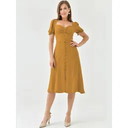 Sugathari Puff Sleeve Fit & Flare Midi Dress-picture-25