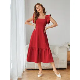 Sugathari Ruffled Georgette A-Line Midi Dress-picture-31