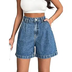sugathari Women's High Waisted Denim Shorts, 2025 Fashion Vintage Wash, Straight Cut (Short 234)-picture-33