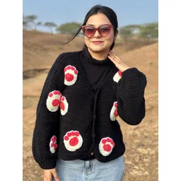 Sugercandy Women Floral Woollen Pullover with Embroidered Detail-picture-20
