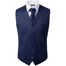 sugo 3 Pcs Vest + Tie + Hankie Men's Fashion Formal Dress Suit Slim Tuxedo Waistcoat Coat-picture-32