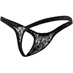 sugov Mens Half Coverage Lace Thong Underwear(Black) XL-picture-52