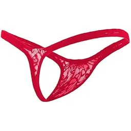 sugov Mens Half Coverage Lace Thong Underwear(Red) L-picture-48