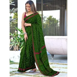 Suha Green Pure Cotton Printed Block Print Sarees-picture-14