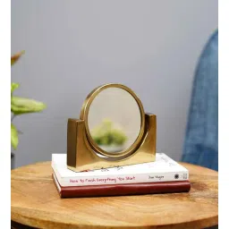 suhaavi Aluminium And Glass Gold Round Makeup Mirror-picture-17