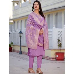 SUKANI FASHION Women Ethnic Motifs Regular Thread Work Kurta with Trousers & With Dupatta-picture-30