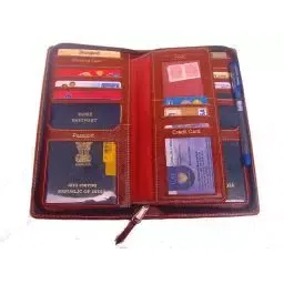 Sukeshcraft Zipper Safe 2 Passport 13 Cards Currency Boarding Pass Holder Gloss Brown-picture-13