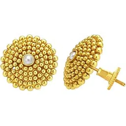sukkhi Dazzling Gold Plated Wedding Jewellery Pearl Stud Earring For Women (6615EGLDPP350), Golden, One Size image 1