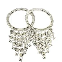 sukkhi Beautiful Charming Oxidised Rhodium Plated with Hanging Silver Bracelet Bangle Set Jewellery for Women & Girls |Set of 2|B106015-picture-27