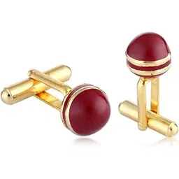 sukkhi Dazzling Gold plated red tennis ball shaped cufflink for men-picture-11