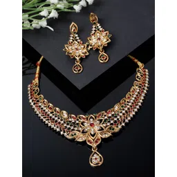 Sukkhi Gold-Plated American Diamond Studded Jewellery Set-picture-29