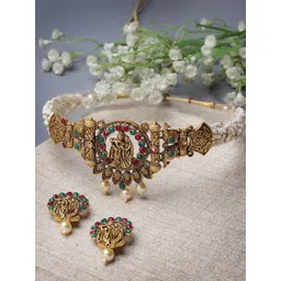 Sukkhi Gold-Plated Stone-Studded & Beaded Jewellery Set-picture-39