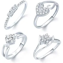 sukkhi Incredible Rhodium Plated Set of 4 Cz Ring Combo for Women (288CB1300_15), Silver-picture-28