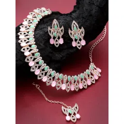 Sukkhi Rose Gold-Plated Kundan & American Diamond Studded Jewellery Set-picture-13