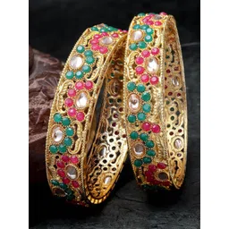 Sukkhi  Set of 2 Gold-Plated American Diamond-Stone Studded Traditional Bangles-picture-28