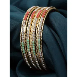 Sukkhi Set Of 4 Gold-Plated American Diamond Studded Bangles-picture-36