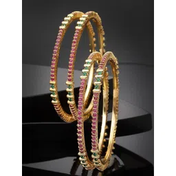 Sukkhi Set Of 4 Gold Plated Stones Studded Bracelet Bangles-picture-32