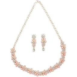 sukkhi Stylish Flower Design AD Stones Gold Plated Choker Necklace Set with Dangle Earrings Jewellery for Women & Girls|Best Suited for Party, Wedding, and Festive Occasions for Women|NS107487-picture-23