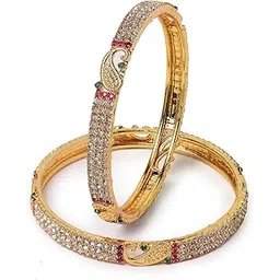 sukkhi Traditional Gold Plated Red And Green Kada Bracelet Bangle Jewellery Set for Women & Girls-picture-56
