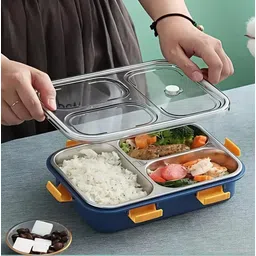 sukoon Blue Stainless Steel Lunch box for Kids, Adults & Office 3 Containers Stainless Steel School Lunch Box-picture-22