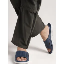 SUKUN Men Blue Ortho Solid Comfortable Slip On Slides-picture-20