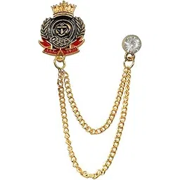 sullery Crystal King Crown Anchor Label Pin With Hanging Chain Label Pin Suit Red Gold Brass Brooch For Men And Boys-picture-41