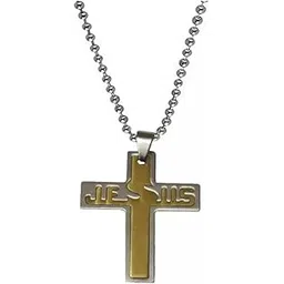 sullery Fashion Two Tone Gold Plated Jesus Cross Pendant Gold and Silver 316 L Stainless Steel Christ Crucifix Christian Cross Pendent for Men and Women-picture-14