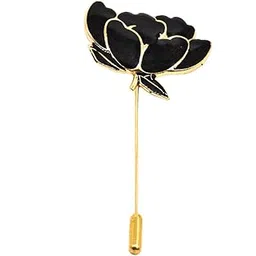 sullery Men's Lotous Flower Bunch With Gold Lapel Pin Gold Black Alloy Brooch For Men And Boys-picture-55