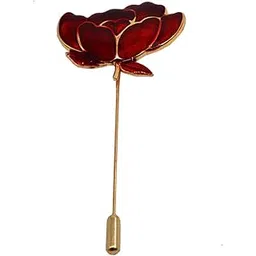 sullery Men's Red Lotous Flower Bunch With Gold Lapel Pin Red Gold Alloy Brooch For Men And Boys-picture-54