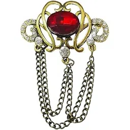 sullery Mens Suit Red Rhinestone Crystal Wedding Label Pin With Hanging Chain Red Gold Brass Crystal Brooch For Men And Women-picture-56