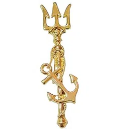 sullery Mens Suit Trishul Anchor Label Pin Gold Brass Crystal Brooch For Men And Women-picture-14