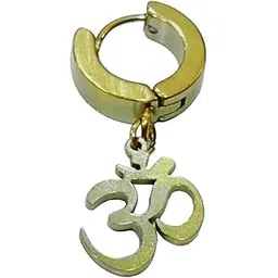 sullery Om Charm Drop Huggie Earring Black Stainless Steel Hoop Earring for Men and Women-picture-46