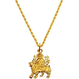 sullery Religious Devi Maa Durga Mahakali Pendant Chain Gold Brass Pendant For Men And Women-picture-47