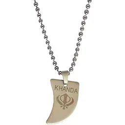 sullery Religious Khanda Silver Stainless Steel Khanjir Pendent for Men and Boys-picture-19
