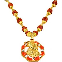 sullery Religious Shivaji Maharaj Locket With Gold Plated Cap Panchmukhi Rudraksha Mala Gold And Brown Brass And Wood Religious Jewellery Pendant Necklace Chain-picture-36