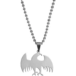 sullery Stylish Eagle Bird Locket Silver Stainless Steel Necklace Chain for Men and Women-picture-41
