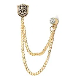 sullery Vintage Gold Crystal Music Note Chain Lapel Pin Tie Chain Lapel PinCollar Pin Shirt Stud Gold Alloy Brass Crystal Brooch For Men And Boys-picture-46