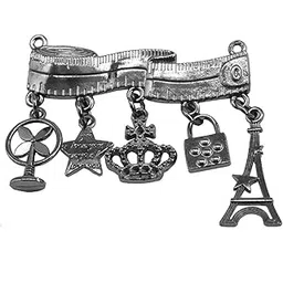 sullery Wedding Heart Label Pin And Hanging Chain Black Metal Brooch For Men And Boys-picture-22