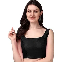 sumaira tex Women's Deep Neck Silk Sleeveless Readymade Blouse-picture-49